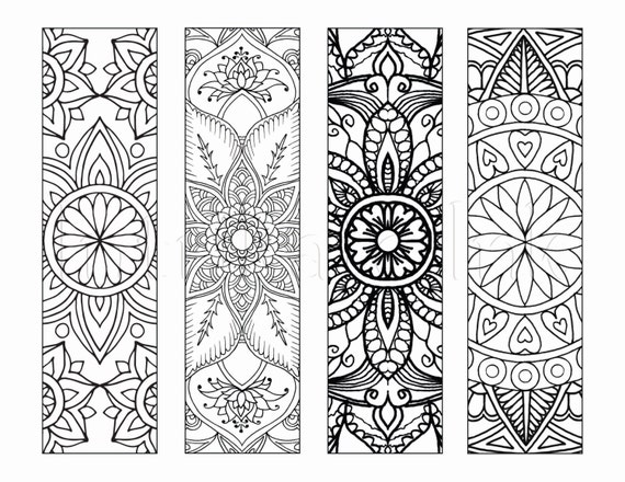 4 Mandala Colouring Bookmarks Set 1 Instant Download 4 Mandala Colouring Bookmarks Set 1 Instant Download