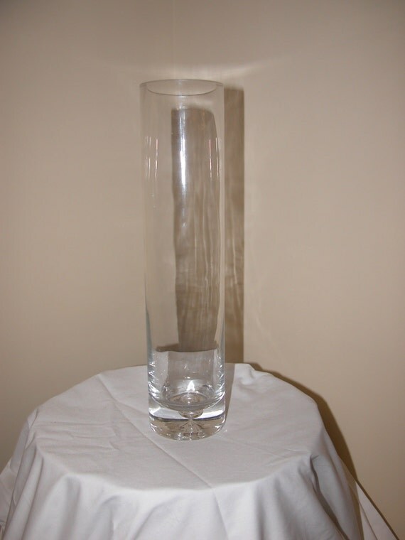 14 Tall Glass Cylinder Vase Heavy