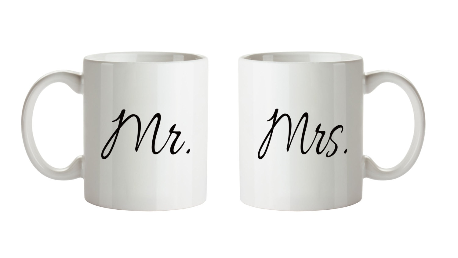 Mr. and Mrs. Matching Mugs Calligraphy Style Couple Mug Set