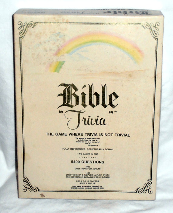 Bible Trivia Board Game: The game where trivia is not Trivial by Cadaco 1984 Religious Game- Spiritual Game- Adult and Child Game- Complete