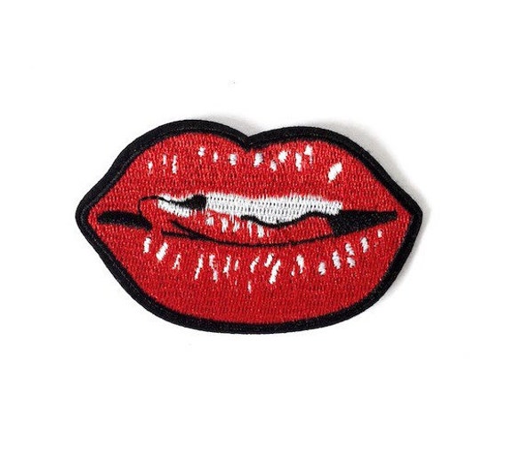 Graphic Embroidered Iron On Sexy Red Lips Tongue Patch