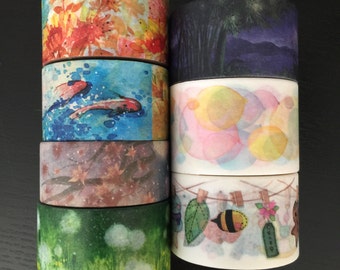 24" SAMPLES of limited edition Taiwanese/Japanese artist washi tape (M111)