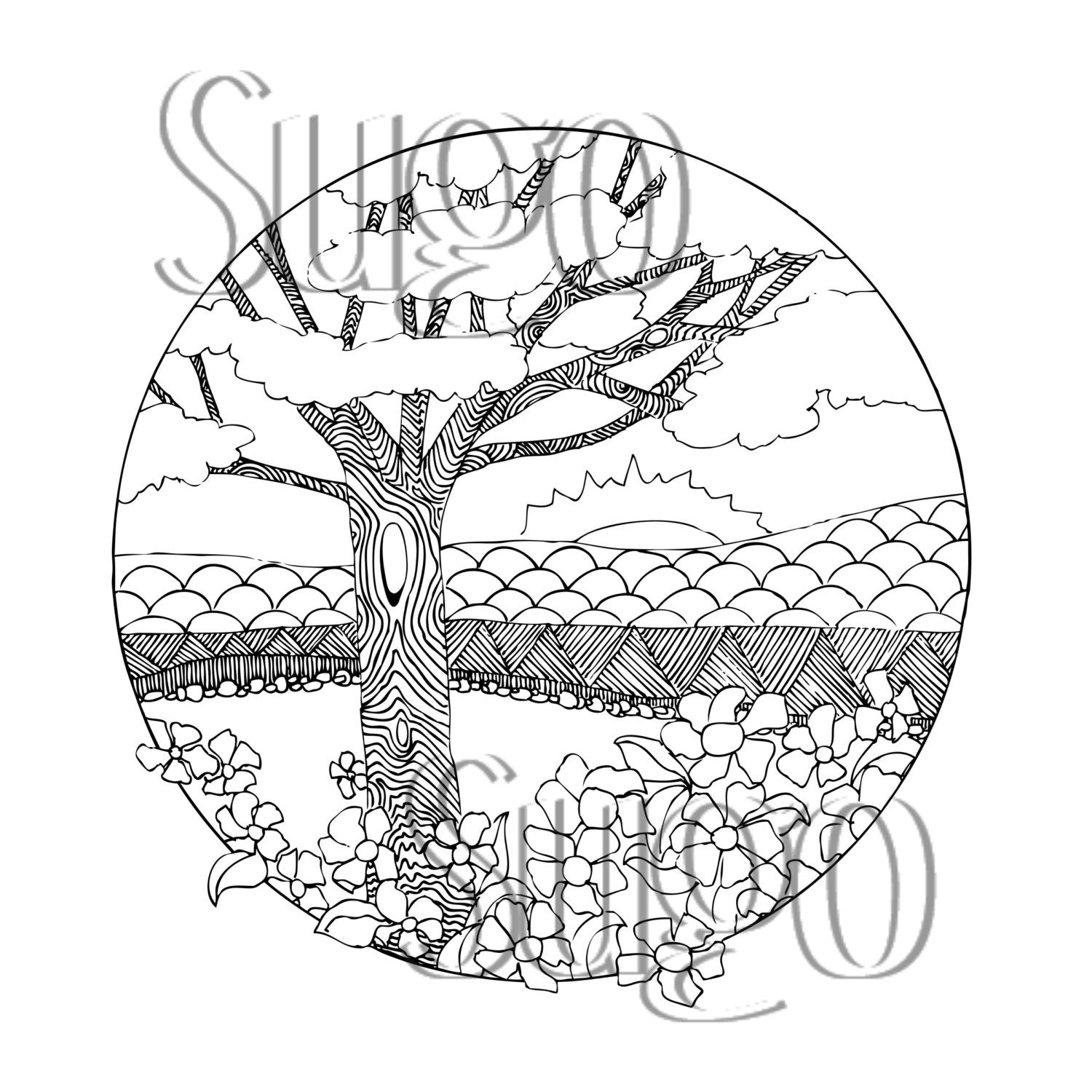 Spring Tree Printable Coloring Page