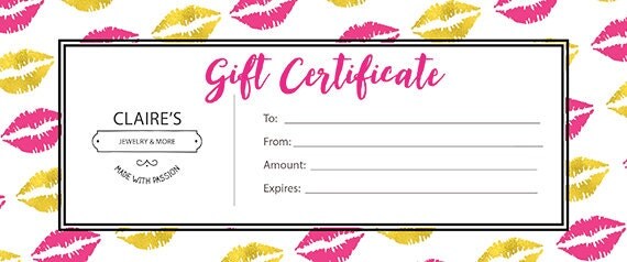 Sengence Custom Personalized Gold Pink Lips Blank Gift Certificate Download Premade Lipsense Gift Certificate Template Free
