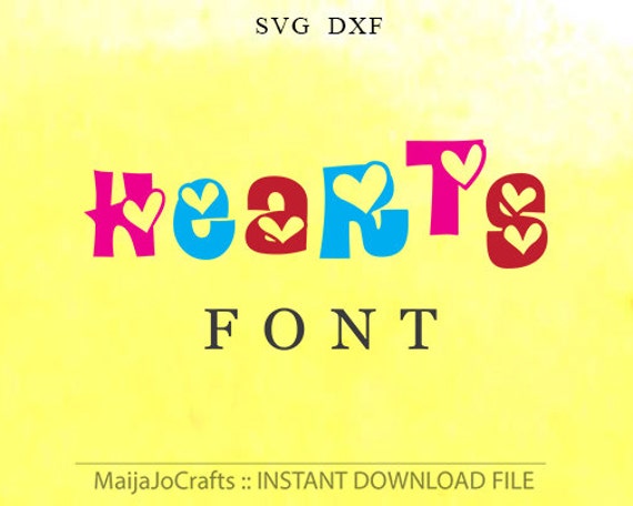 Download Hearts font SVG file DXF Digital font Alphabet Silhouette