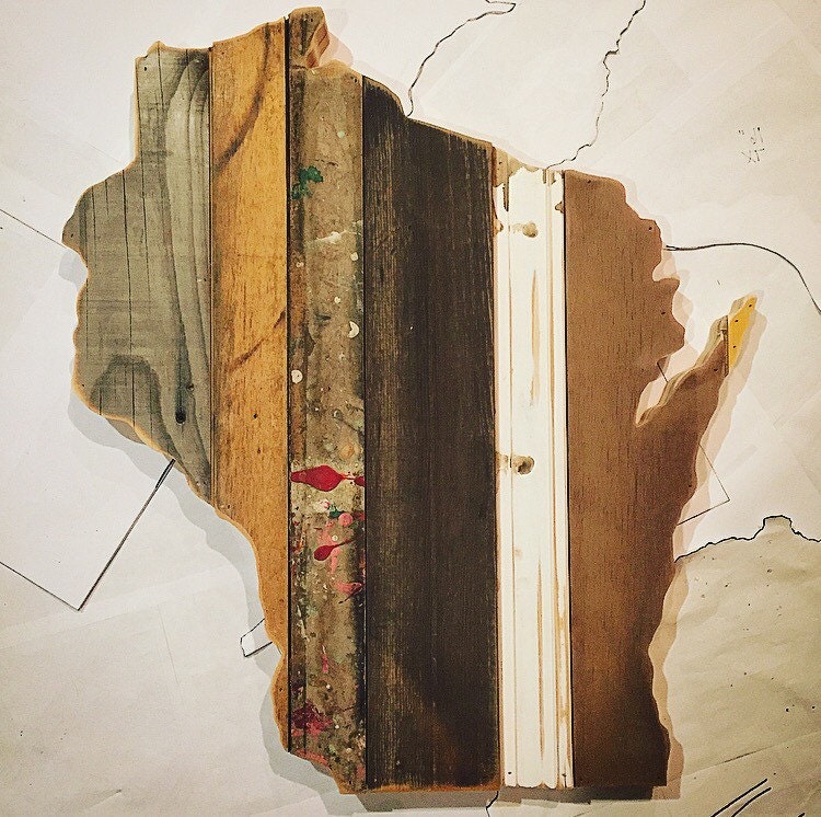 Wisconsin Reclaimed Wood Cutout Wall Art