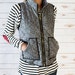 Herringbone Zip-Front Vest Outwear Black White