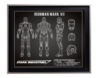 Iron man poster | Etsy labeled diagram of iron man 