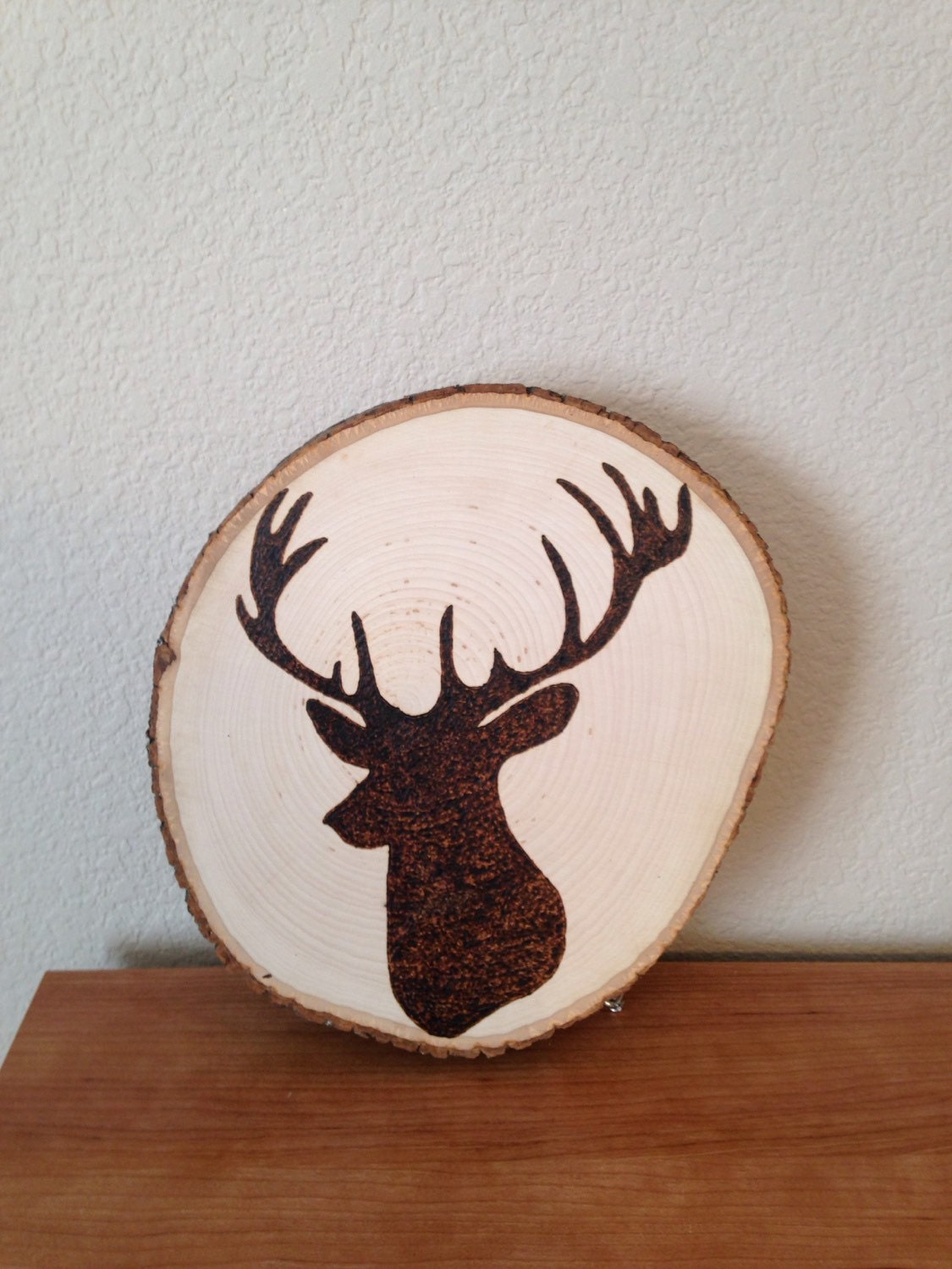 Wood burning art deer head deer bust