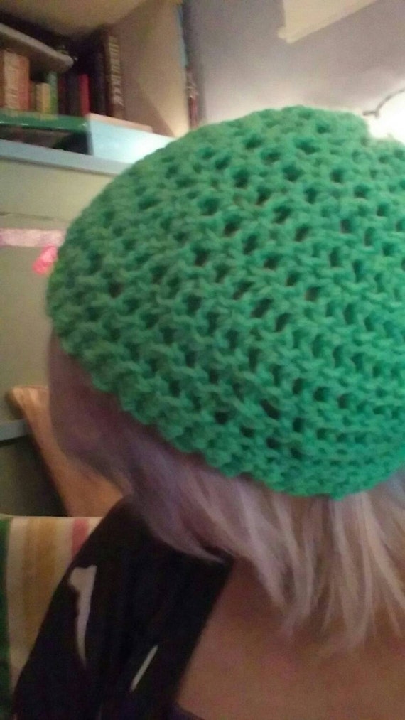 Items similar to Neon Green Handmade Crocheted Beanie Hat on Etsy