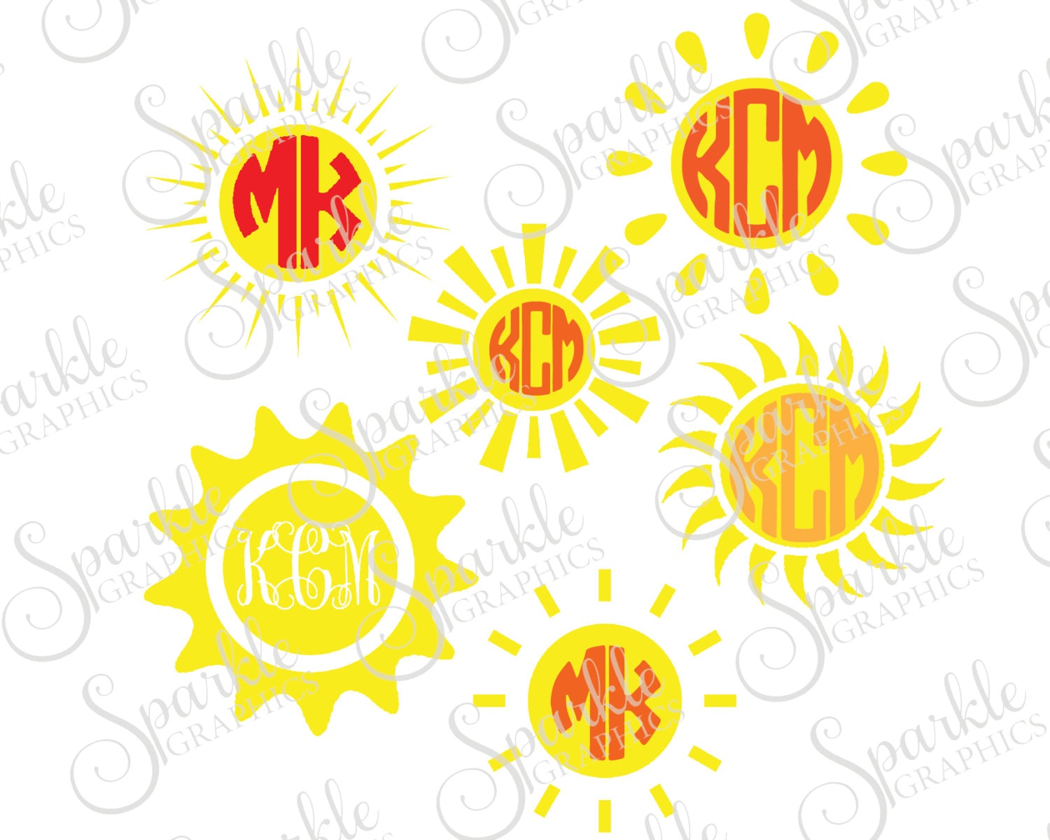 Download Sun Monogram Cut File Summer SVG Sunshine Sun Monograme Frame