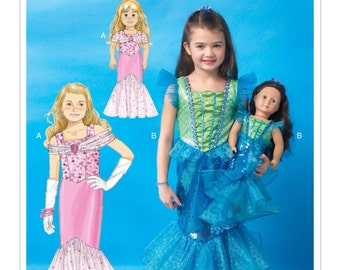 Sewing Pattern for Children's/Girls'/18" Dolls' Matching Mermaid Costumes, Girls 3-8,McCalls Pattern 7175, Halloween Costume,Mermaid Costume