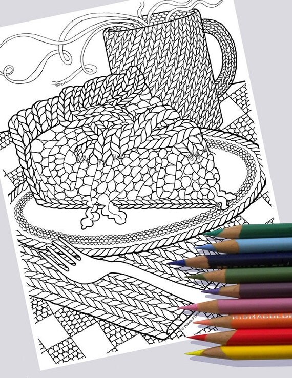 Download KNIT PIE SLICE Coloring Page / Printable Coloring Page