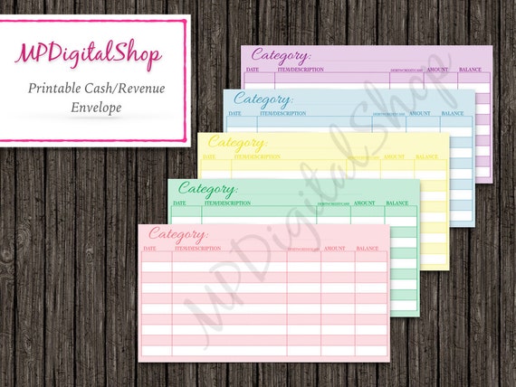 diy cash envelope template instant download pdf coloful 6