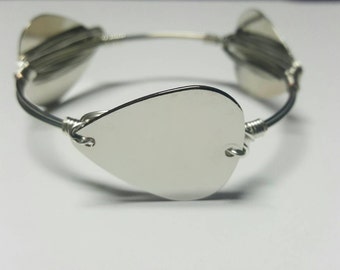 Silver bracelet, Guitar pick jewelry, Music gift, Made in America, Gifts for her, Birthday gift