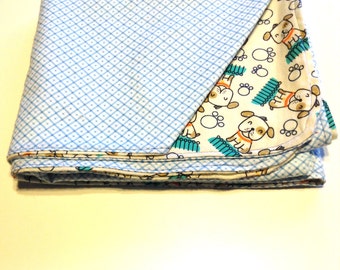 Double sided flannel receiving blanket, Doggie print