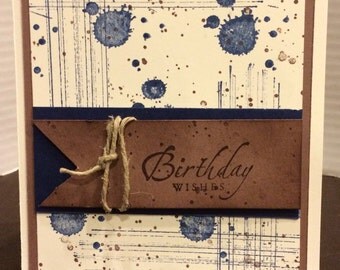 Handmade Birthday Card, Hand Stamped Birthday card, Male Birthday Card, Masculine Birthday Card, Handmade Masculine Birthday Card