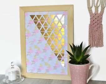 Displays graph-A4-paper cut main-Design-Triangles-Chevrons-Rose-Papier White-Paper cut