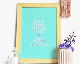 Displays graph-A4-paper cut main-Design-Bleu-Triangles-Rond-Paper cut