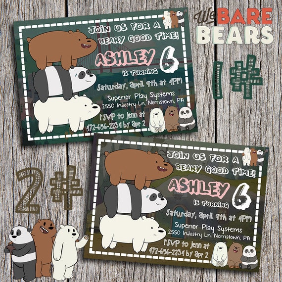 We Bare Bears Birthday Invitations Digital by DottyDigitalParty