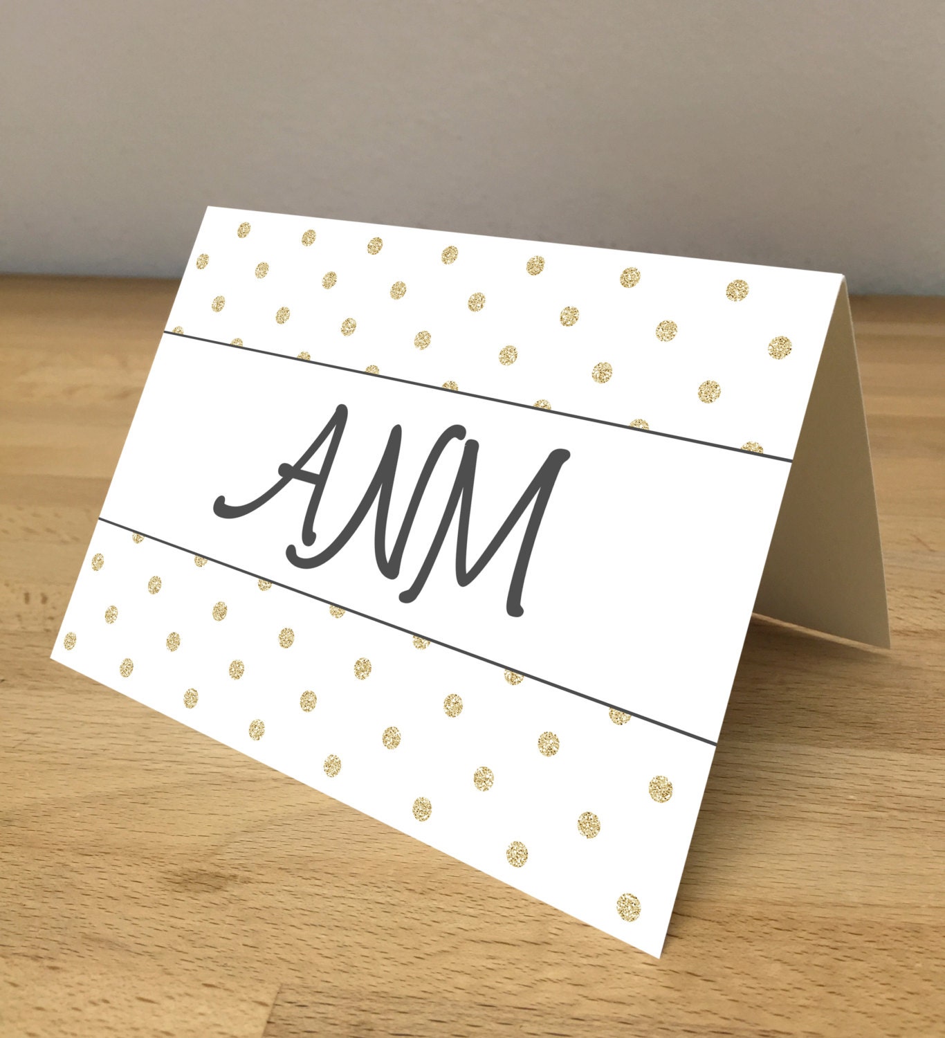 Personalized Note Cards - Gold Polka Dot