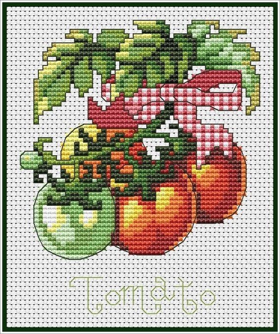 TOMATO Cross Stitch Pattern Vegetables Veggie Kitchen Cross