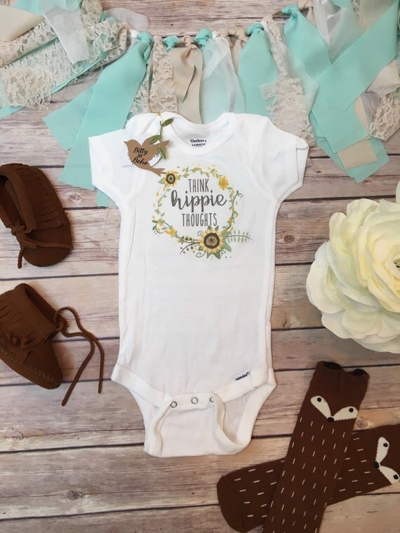 baby shirt shower t Think Onesie® Cute Baby Clothes Thoughts Hippie by