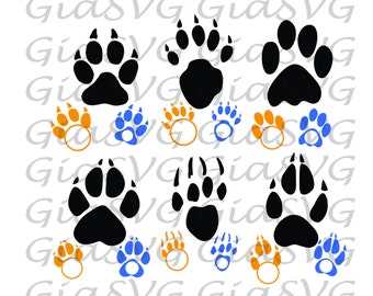 Animal Paws Monogram SVG, animal foot prints svg, animal paws clipart, ready to cut for Cricut | Silhouette etc, also in png, eps & DXF