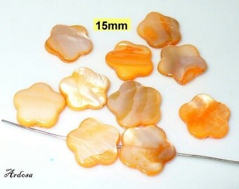 10 Pearl flowers 15mm orange (K903. 3)