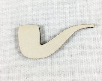 Pipe Wood Cut Shape, Unfinished Wood Pipe Laser Cut Shape, DIY Craft Supply, Many Size Options