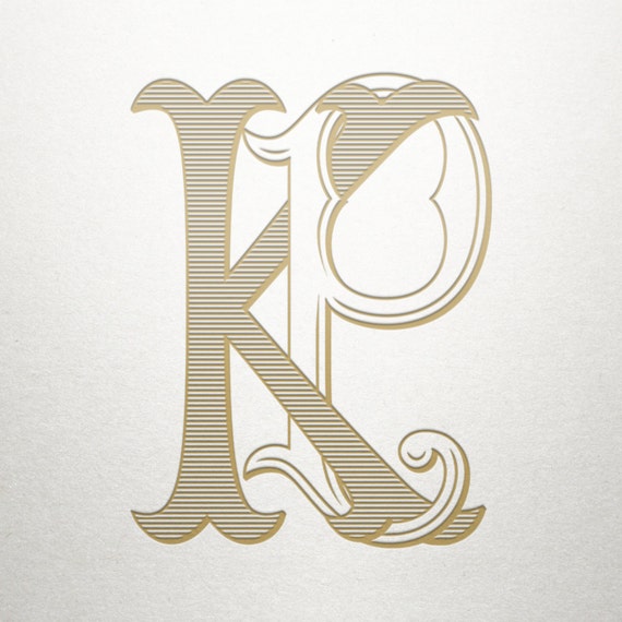 Antique Monogram Alphabet KP PK Antique Monogram Digital