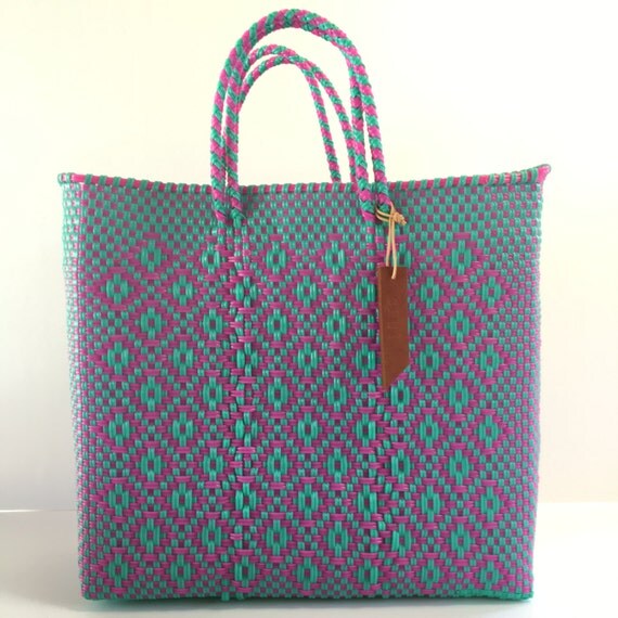 mexican woven plastic tote