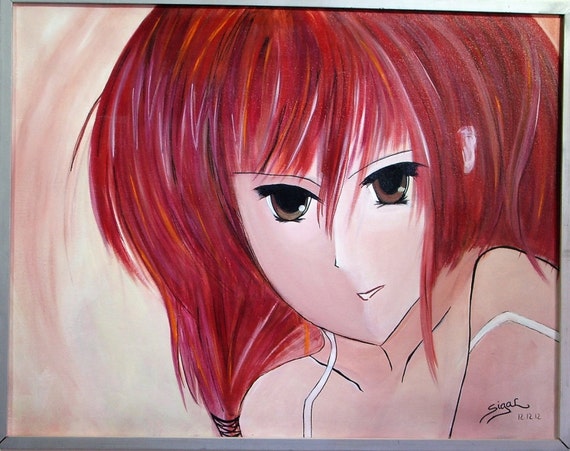 Oil Painting On Canvas Anime Girl