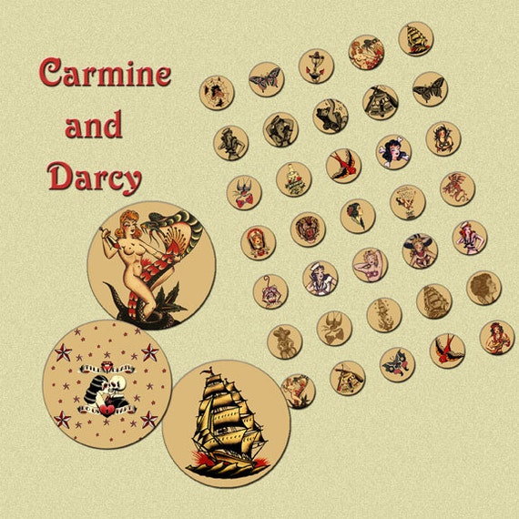 Sailor Jerry Tattoo Art Collage Sheets 1 And 2 Inch Set Bottle Caps Cake Toppers Retro Printable Digital From CarmineandDarcy On Etsy Studio Sailor Jerry Tattoo Art Collage Sheets 1 And 2 Inch Set Bottle Caps Cake Toppers Retro Printable Digital From CarmineandDarcy On Etsy Studio