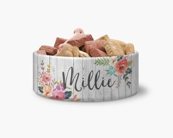 Watercolor Floral Ceramic Pet Bowl - Personalized Dog Bowl - Ceramic Pet Bowl - Personalized Bowl - Monogrammed Bowl - Monogrammed Dog Bowl