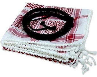 Large Arab Arafat Prayer Scarf Shemagh Keffiyeh with Black Agal Igal Egal 45"*45"