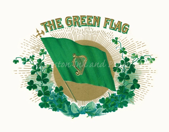 Green Harp Flag Irish Catholic Confederation Vintage Ireland