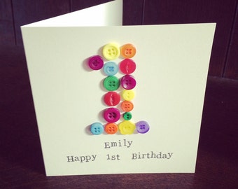 Button Age Birthday Card 1st 2nd 3rd 4th 5th 6th 7th 8th