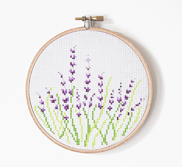 Flowers Cross Stitch Pattern Lavender Embroidery Cross