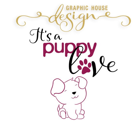 Puppy Love DXF SVG PNG Files For Silhouette by GraphicHouseDesign