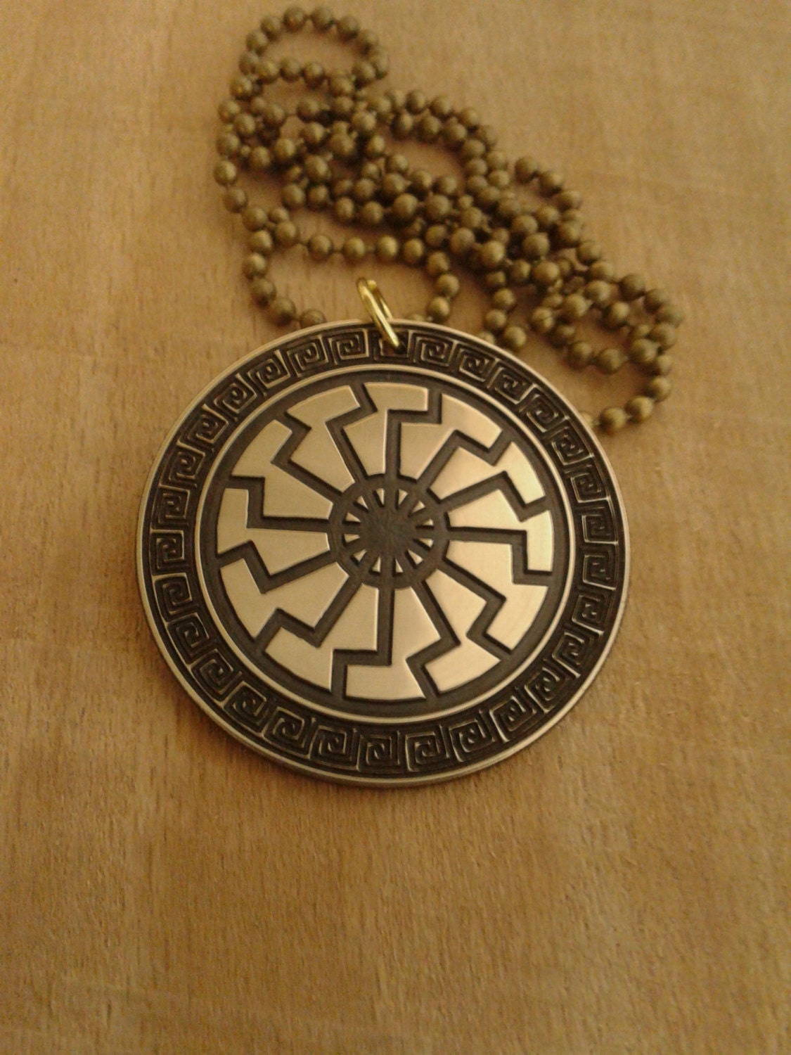 Black Sun Sonnenrad Viking Pendant carving brass Viking