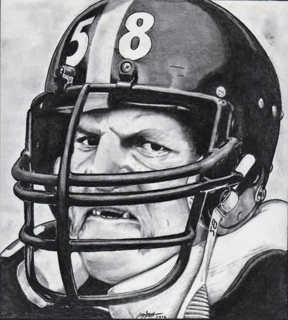 Jack Lambert 8x10 photo print charcoal by TSLDrawings on Etsy