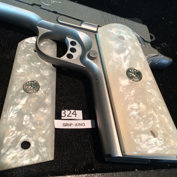 1911 COLT grips full size Mother of Pearl faux silver by GRIPKING