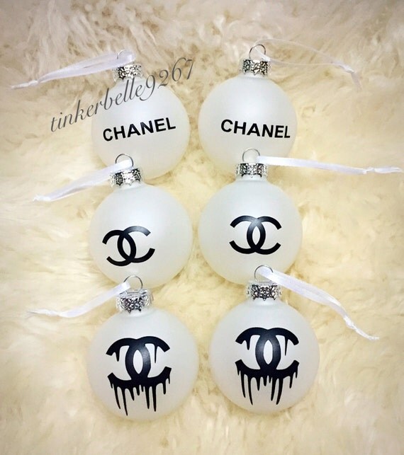 Chanel CC Christmas Ball Glass Ornament Set by ChooseClassy