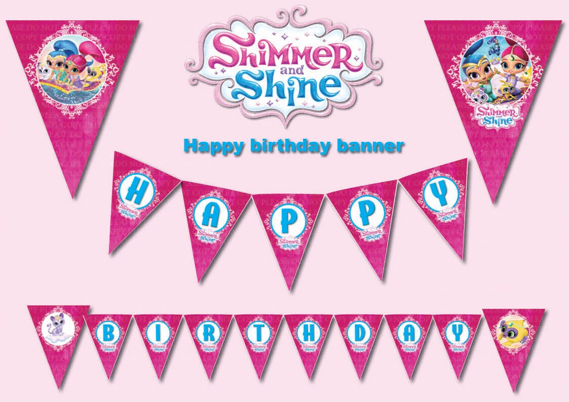 INSTANT DL Shimmer and shine Happy Birthday Banner Printable