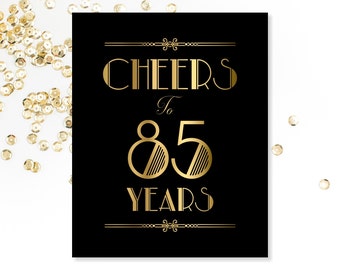 Cheers to 95 Years Printable Gold Glitter Sign Anniversary
