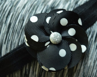 Black and White Polka Dotted Newborn Headband