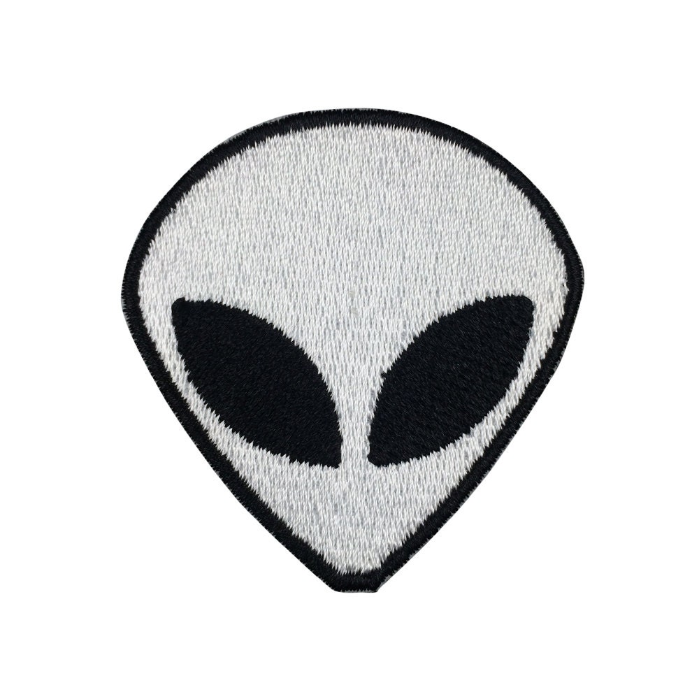 White Alien Patch Full Embroidered Green Face Iron on Patch