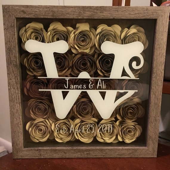 9x9 shadow box frame with flowers-wedding by HandmadeRMSDesigns