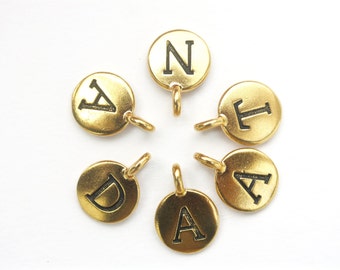 Gold letter charm, Initial letter charm, Personalised jewellery, Initial jewellery, Personalised gift, Letter beads, Kerrieberrie
